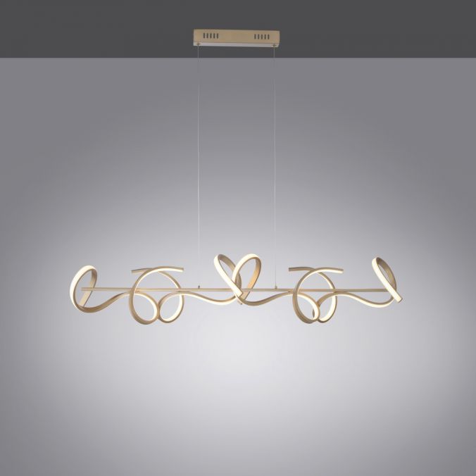 Paul Neuhaus LED-Pendelleuchte in messing-matt mit 4 geschwungenen Leuchtarmen mit Dimmfunktion strahlt warmweiß Online