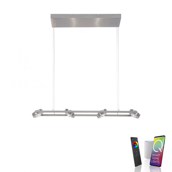 Paul Neuhaus Paul Neuhaus, Q-MIA, LED-Pendelleuchte, stahlfarbig, Smart Home, dimmbar