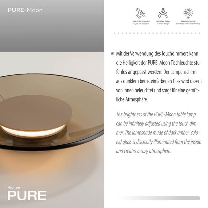 Paul Neuhaus Paul Neuhaus LED Tischleuchte Pure Moon bronze Amberfarben Touchdimmer Black Friday