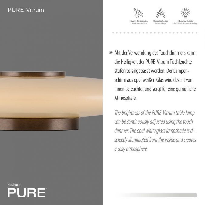 Paul Neuhaus Paul Neuhaus LED Tischleuchte PURE Vitrum dark-metal-brown Touch Cyber Monday