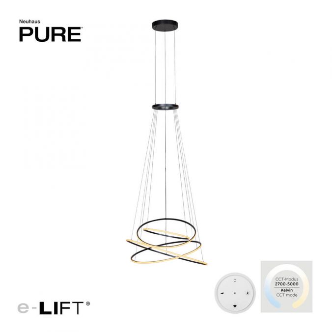 Paul Neuhaus Paul Neuhaus LED Pendelleuchte PURE E-Flying Rings grau e-LIFT elektrisch