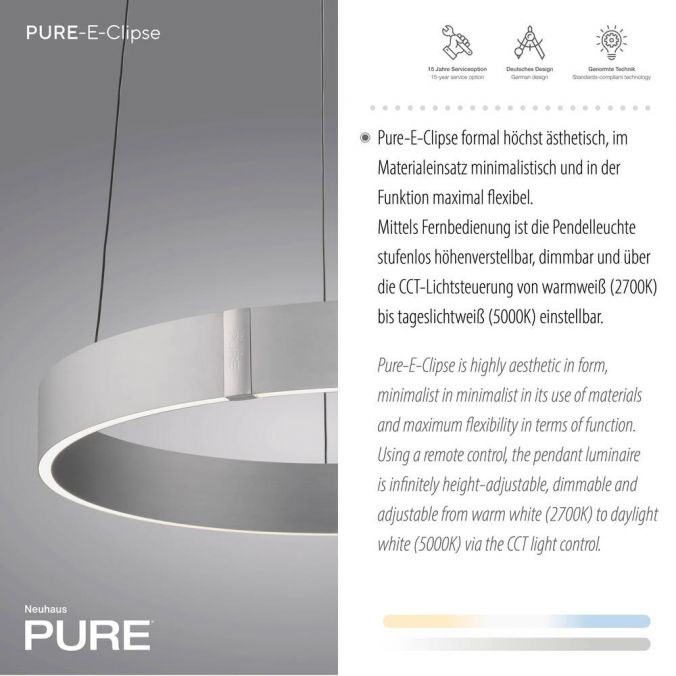 Paul Neuhaus Paul Neuhaus LED Pendelleuchte PURE E-Clipse aluminium elektrisch Lagerräumung