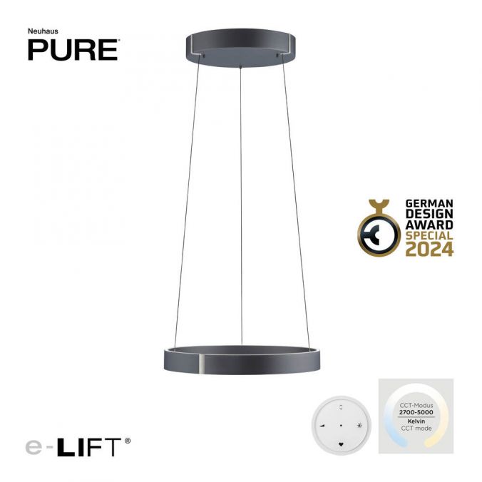 Paul Neuhaus Paul Neuhaus LED Pendelleuchte PURE E-Clipse grau elektrisch e-LIFT