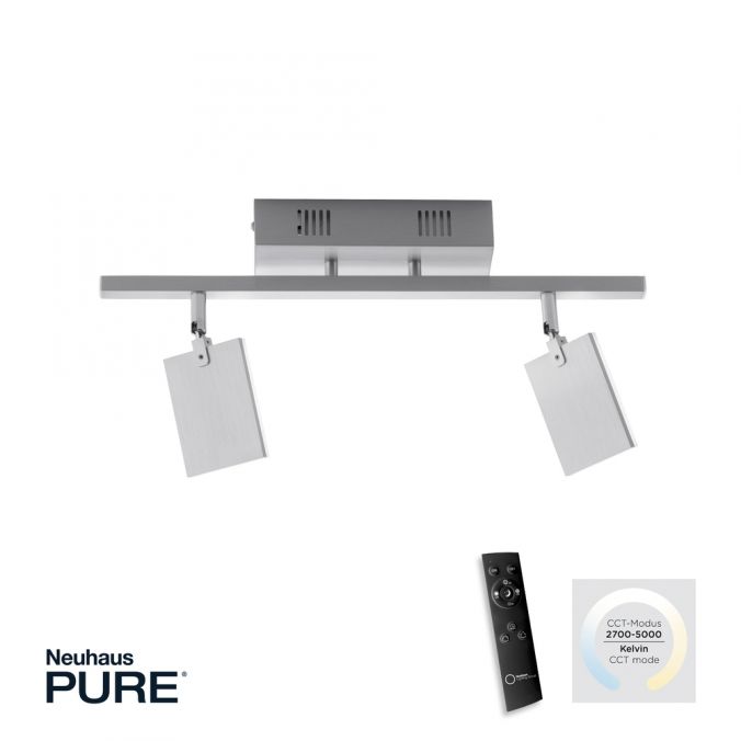 Paul Neuhaus Paul Neuhaus PURE MIRA Deckenleuchte aluminium 2 flammig dimmbar CCT Memory