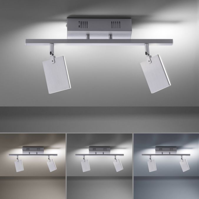 Paul Neuhaus Paul Neuhaus PURE MIRA Deckenleuchte aluminium 2 flammig dimmbar CCT Memory Neueste Mode