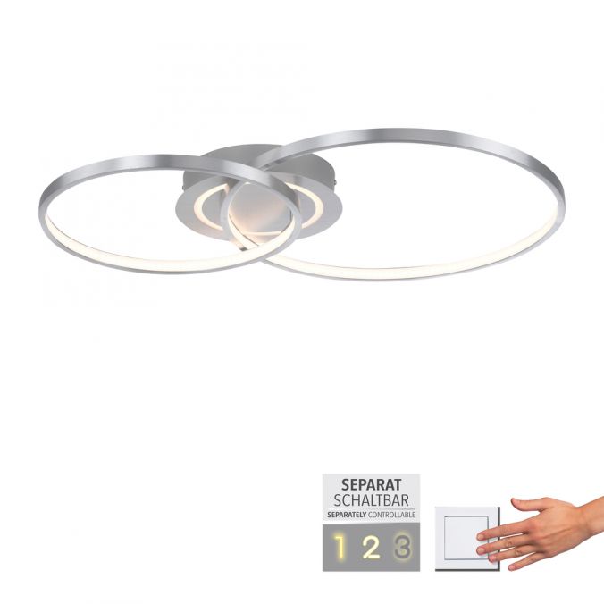 Paul Neuhaus LED Deckenleuchte aluminium drehbar rund Lichtring getrennt schaltbar