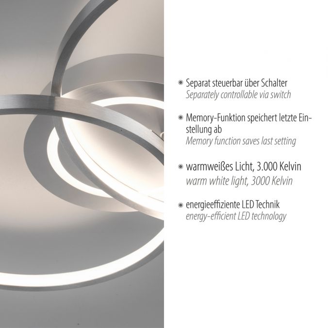 Paul Neuhaus LED Deckenleuchte aluminium drehbar rund Lichtring getrennt schaltbar Zeitlich begrenztes Angebot