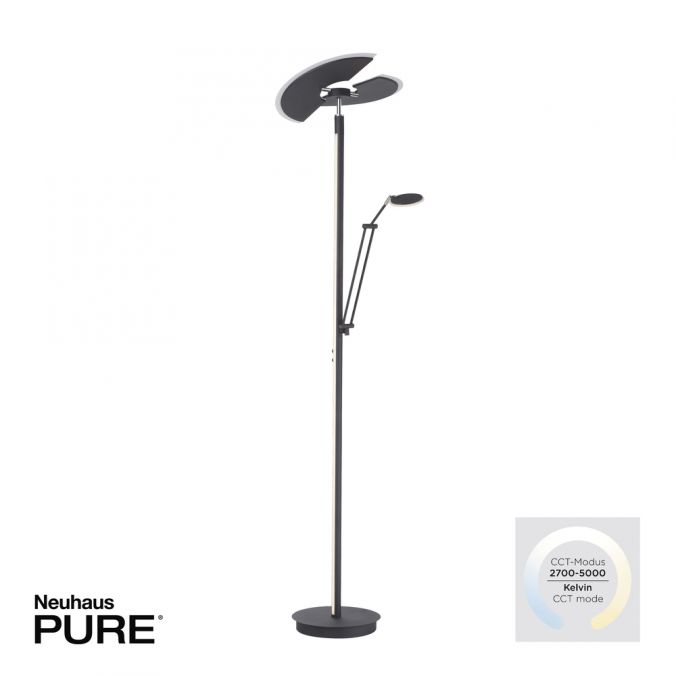 Paul Neuhaus Paul Neuhaus PURE MUTIL LED Deckenfluter anthrazit farbig Leselicht dimmbar