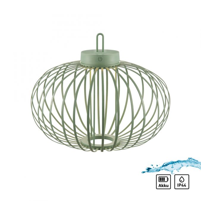 Paul Neuhaus LED Tischleuchte D=46cm grün Akkulampe USB IP44 dimmbar per Touch