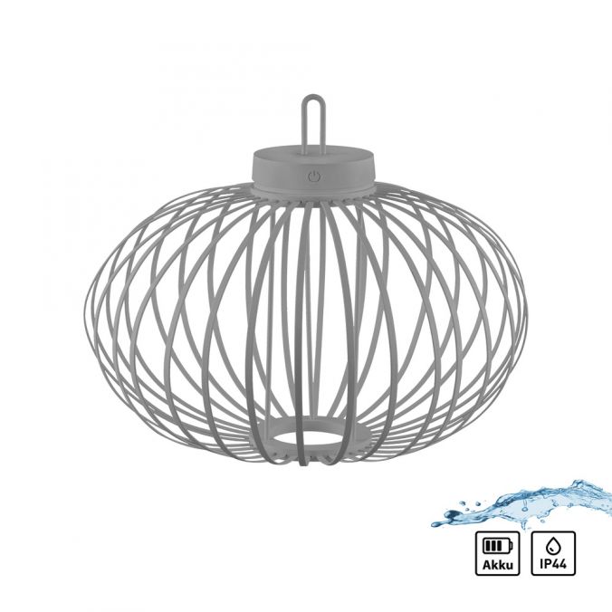 Paul Neuhaus LED Tischleuchte D=46cm greige Akkulampe USB IP44 dimmbar per Touch