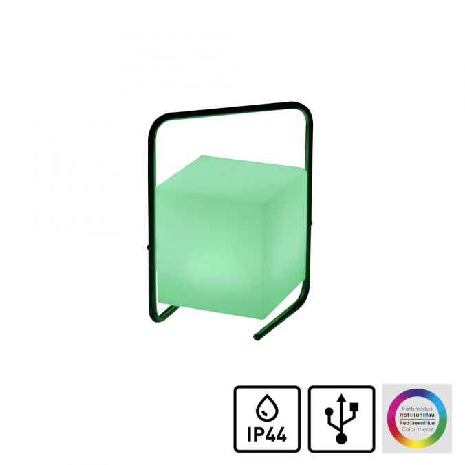 Paul Neuhaus LED-Tischleuchte, schwarz, RGB, Akkuleuchte, IP44, inkl. USB-Kabel, Fernbedienung