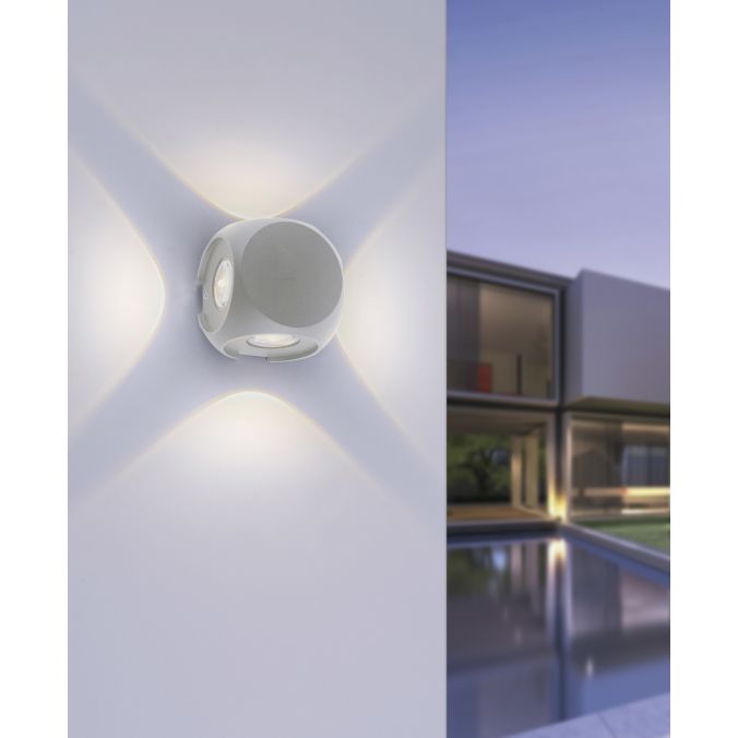 Paul Neuhaus LED-Wandleuchte, silber, Würfelform, IP54, modern, Cube, 4 flammig Tiefpreis