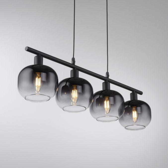Paul Neuhaus LED Pendelleuchte 4 flammig schwarz Rauchglas modern Wohnlampe Neueste Stile