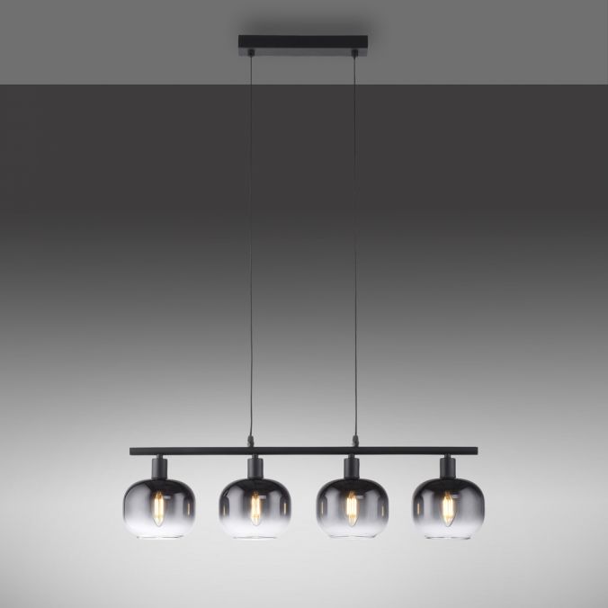 Paul Neuhaus LED Pendelleuchte 4 flammig schwarz Rauchglas modern Wohnlampe Neueste Stile