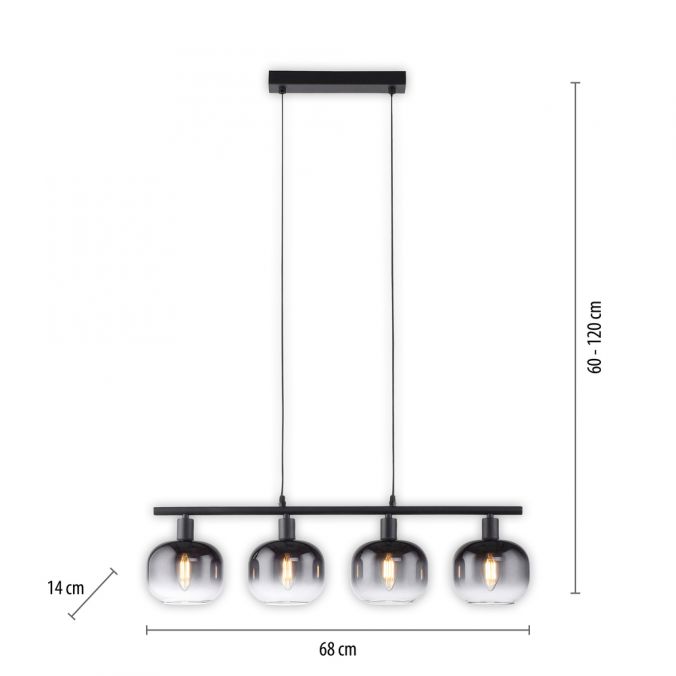 Paul Neuhaus LED Pendelleuchte 4 flammig schwarz Rauchglas modern Wohnlampe Neueste Stile