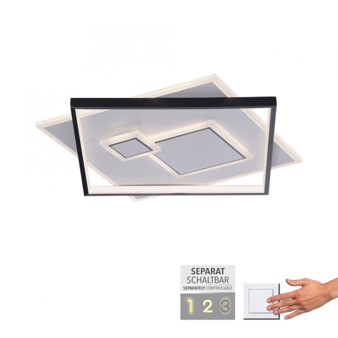 Paul Neuhaus LED Deckenleuchte quadratisch schwarz weiß schaltbar warmweiß Licht