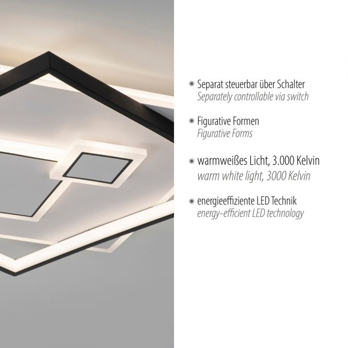Paul Neuhaus LED Deckenleuchte quadratisch schwarz weiß schaltbar warmweiß Licht Letzter Tag