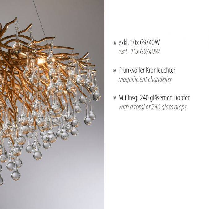 Paul Neuhaus Kronleuchter, altmessing Optik, G9-Fassung, 240 Glasprismen, IP20 Zeitbegrenzte Promotion