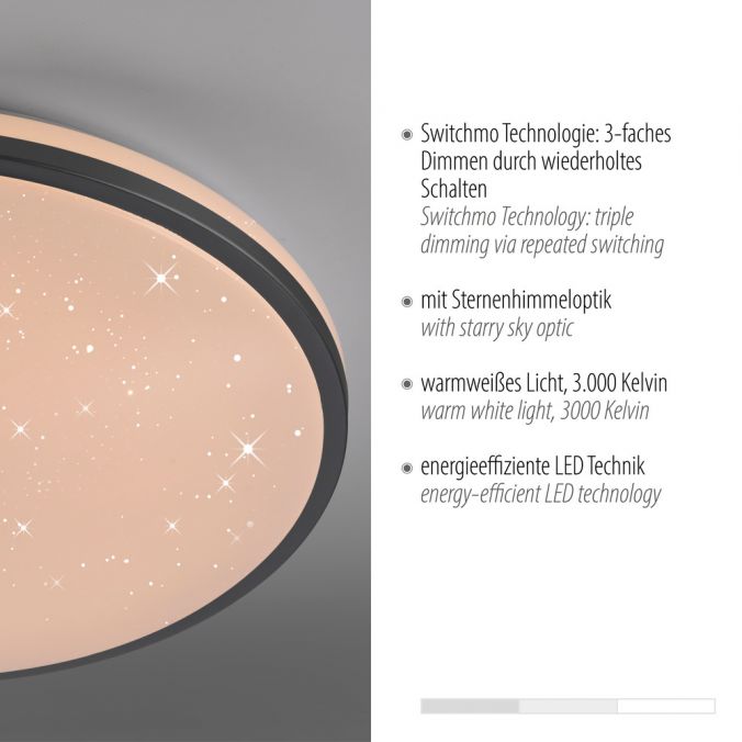 Paul Neuhaus LED Deckenleuchte D=49cm schwarz Sternenhimmeloptik dimmbar Bis zu 60% Rabatt