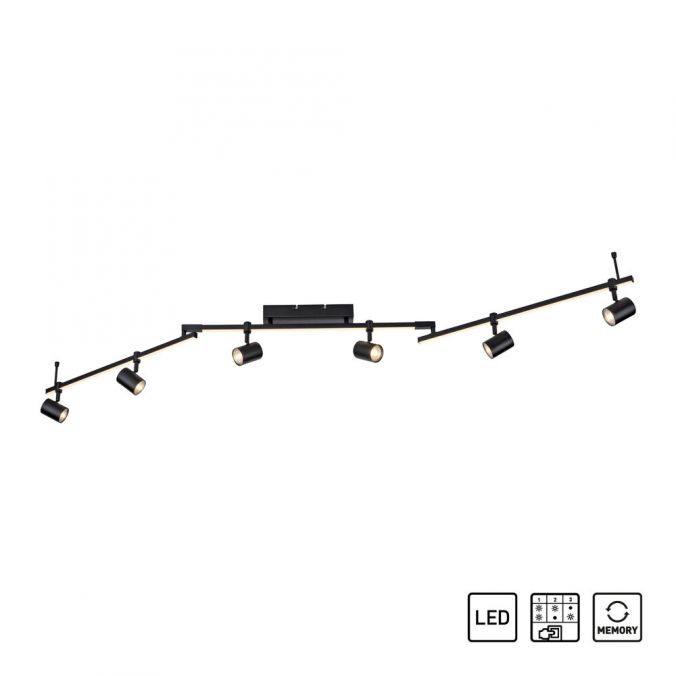 Paul Neuhaus LED Deckenlampe 6 flammig mit LED Board schwarz drehbar Memoryfunktion