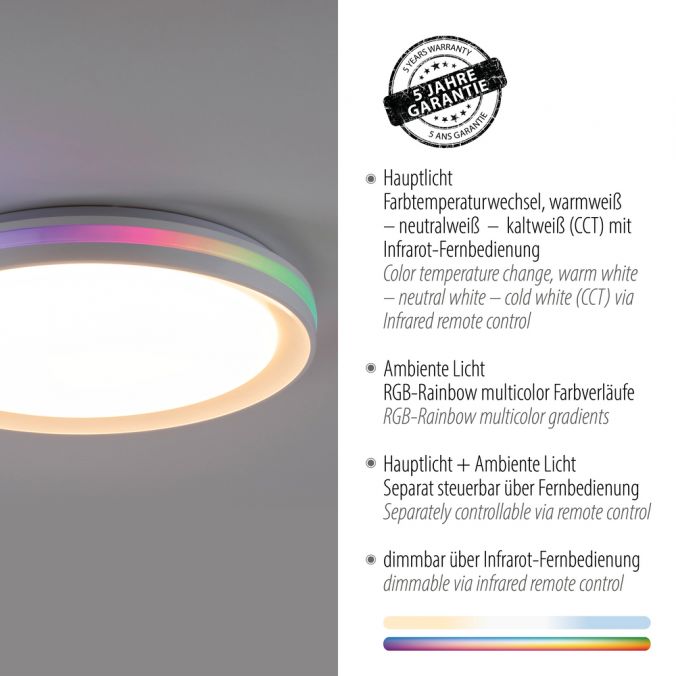 Paul Neuhaus LED Deckenleuchte flach 40x40cm rund weiß dimmbar Farbspiel CCT LED Panel Nur für heute