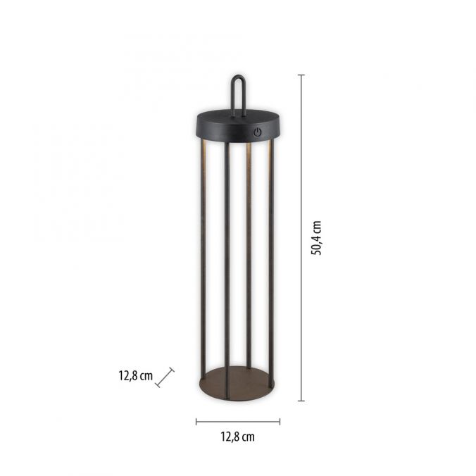 Paul Neuhaus LED Akkulampe Tischleuchte schwarz 50cm Touchdimmer IP44 Gartenleuchte 50% Rabatt mit kostenlosem Versand