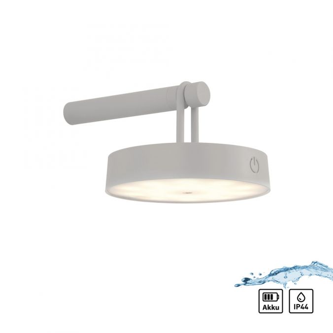 Paul Neuhaus LED Akku Wandleuchte greige dimmbar per Touch IP44 Memoryfunktion