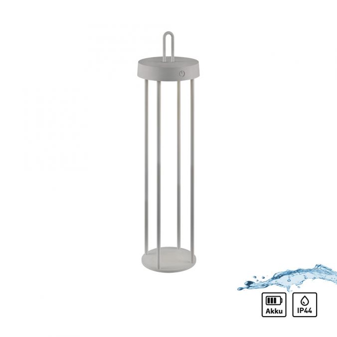 Paul Neuhaus LED Akkulampe Tischleuchte greige 50cm Touchdimmer IP44 Gartenleuchte