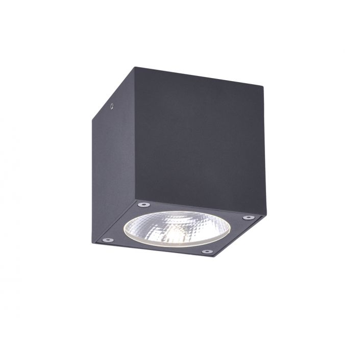 Paul Neuhaus LED-Außenaufbaustrahler, anthrazit, Cube, spritzwassergeschützt,