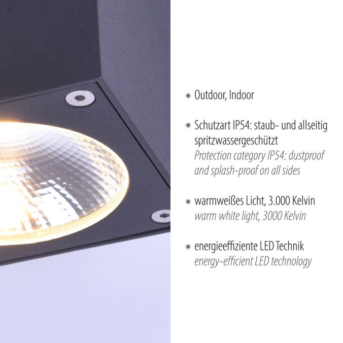 Paul Neuhaus LED-Außenaufbaustrahler, anthrazit, Cube, spritzwassergeschützt, Speichern exportieren