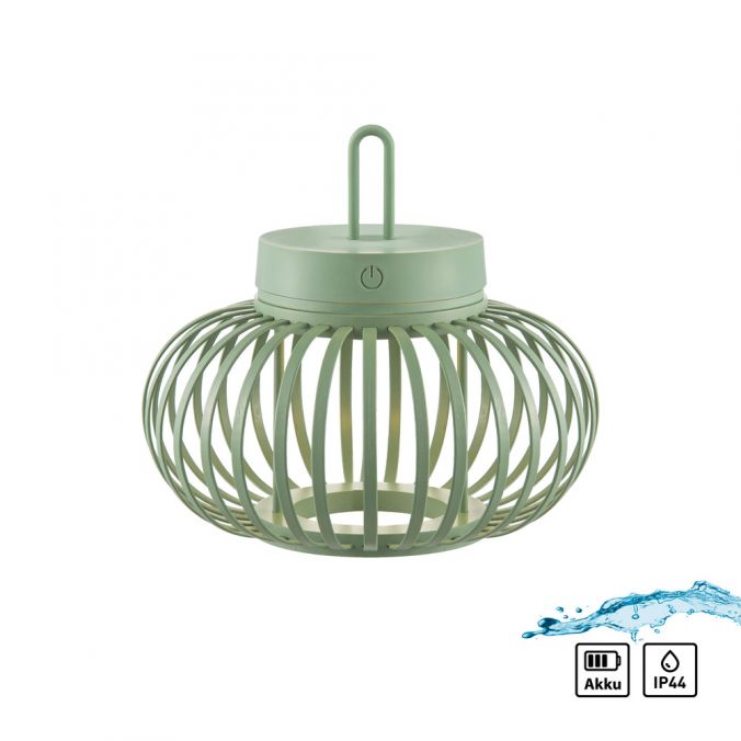 Paul Neuhaus LED Tischleuchte D=25cm grün Akkulampe USB IP44 dimmbar per Touch