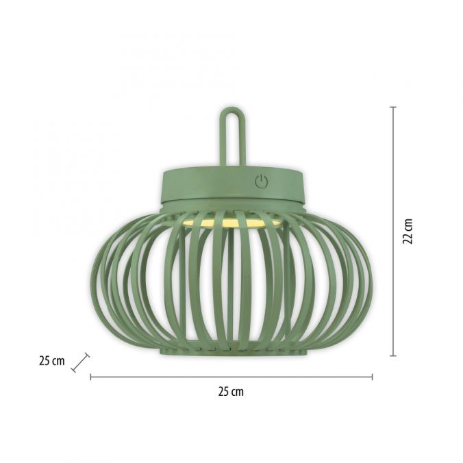 Paul Neuhaus LED Tischleuchte D=25cm grün Akkulampe USB IP44 dimmbar per Touch Im Verkauf