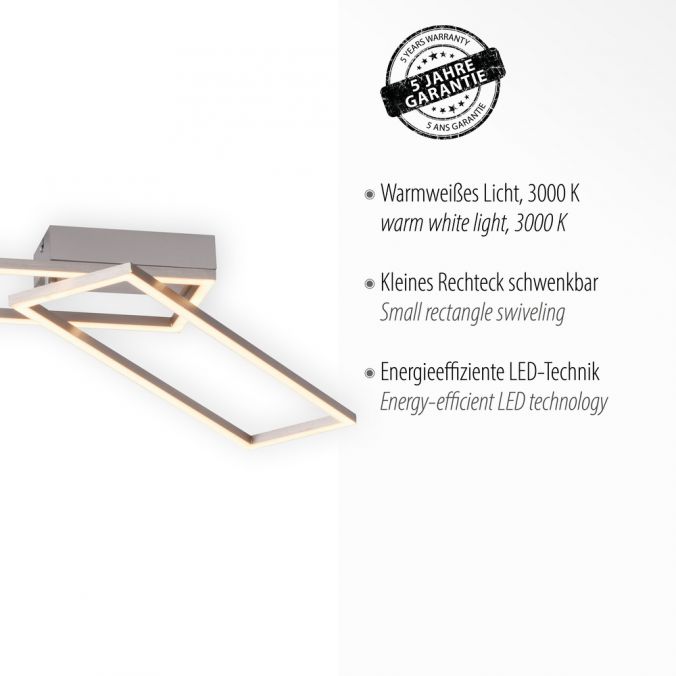 Paul Neuhaus LED Deckenleuchte, stahlfarben, warmweiß, drehbar, 2xLED 50% Rabatt für begrenzte Zeit