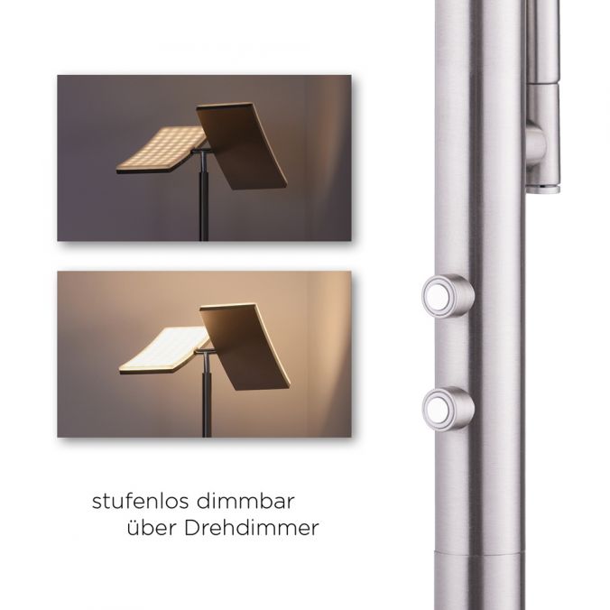 Paul Neuhaus LED-Deckenfluter, stahlfarbig, Lesearm, dimmbar, inkl. Touchschalter Günstiger Verkauf