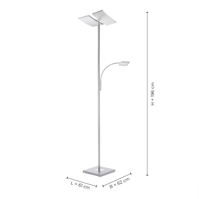 Paul Neuhaus LED-Deckenfluter, stahlfarbig, Lesearm, dimmbar, inkl. Touchschalter Günstiger Verkauf