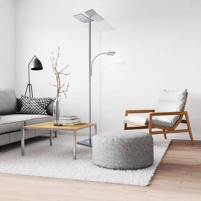 Paul Neuhaus LED-Deckenfluter, stahlfarbig, Lesearm, dimmbar, inkl. Touchschalter Günstiger Verkauf