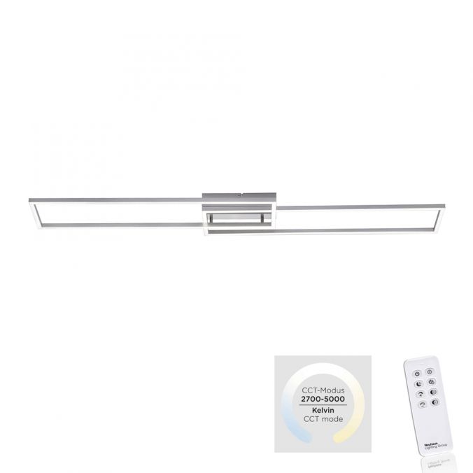 Paul Neuhaus LED Deckenleuchte, stahlfarben, 2 Leuchtrahmen, dimmbar, modern