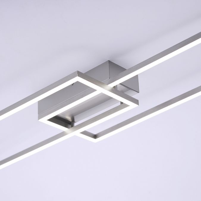 Paul Neuhaus LED Deckenleuchte, stahlfarben, 2 Leuchtrahmen, dimmbar, modern Fabrikverkauf