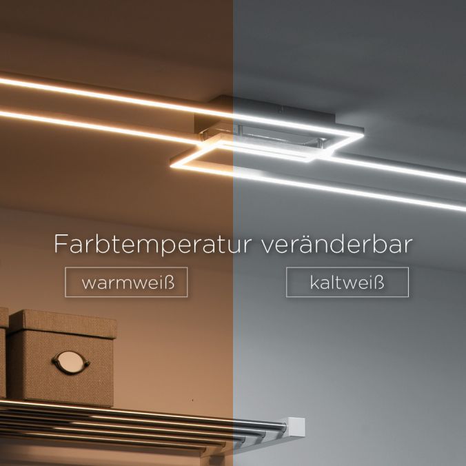 Paul Neuhaus LED Deckenleuchte, stahlfarben, 2 Leuchtrahmen, dimmbar, modern Fabrikverkauf