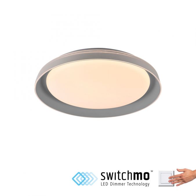 Paul Neuhaus LED Deckenleuchte grau D=43cm dimmbar Switchmo Memoryfunktion