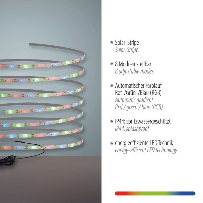 Paul Neuhaus LED Solar Stripe 8 Farbmodis Außenbereich IP44 Erdspieß Riesige Ersparnisse