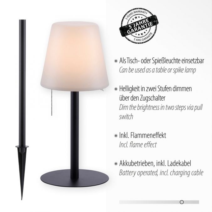 Paul Neuhaus LED Tischleuchte, schwarz, dimmbar, modern, inkl. Zugschalter, kabellos Tiefpreis
