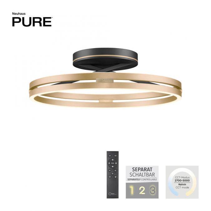 Paul Neuhaus Paul Neuhaus LED Deckenleuchte PURE Loop schwarz-messing Fernbedienung