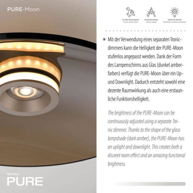 Paul Neuhaus Paul Neuhaus LED Deckenleuchte Pure Moon bronze Amberfarben dimmbar Letzte 3 Tage