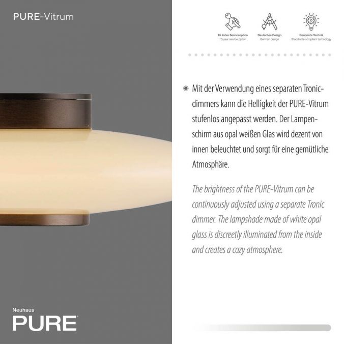 Paul Neuhaus Paul Neuhaus LED Wand- und Deckenleuchte PURE Vitrum dark-metal brown Letzter Tag
