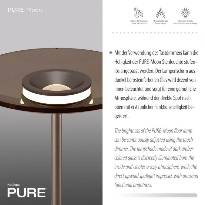Paul Neuhaus Paul Neuhaus LED Stehleuchte Pure Moon bronze Touchdimmer Amberfarben Bis zu 50% Rabatt