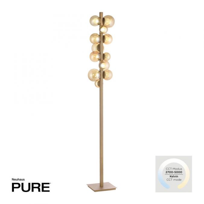 Paul Neuhaus Paul Neuhaus LED Stehleuchte PURE Popup bronce dimmbar Amberglas