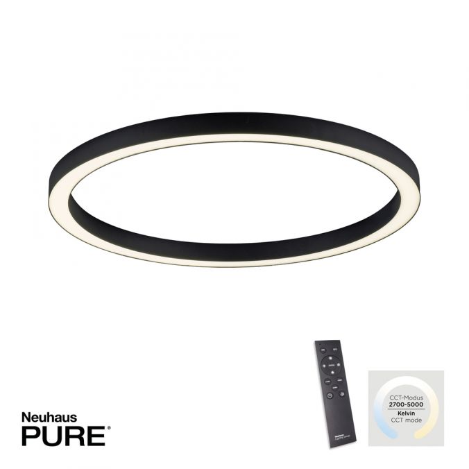 Paul Neuhaus Paul Neuhaus LED Deckenleuchte PURE-LINES ROUND anthrazit 70x70 CCT Fernbedienung