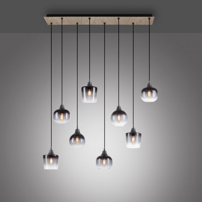 Paul Neuhaus LED Pendelleuchte Holz 8 flammig Rauchglas modern Wohnlampe Discount Store für neue Produkte