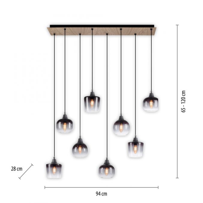 Paul Neuhaus LED Pendelleuchte Holz 8 flammig Rauchglas modern Wohnlampe Discount Store für neue Produkte